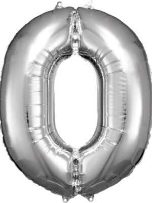Amscan Balónik fóliový narodeninové číslo 0 strieborný 86cm