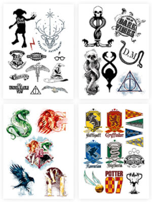 Cinereplicas Sada 35 dočasných tetovaní Harry Potter