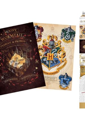 ABY style Sada plagátov Harry Potter - Fakulty a Záškodnícka Mapa 2 ks 52 x 38 cm